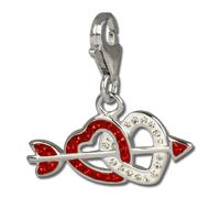 Silberdream Pendentif Femme Argent 925 Breloque Rouge Double Coeur Zircone Gsc503r