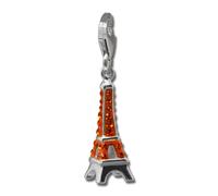 Silberdream Pendentif Femme Argent 925 Charm Orange Tour Eiffel Zircone Gsc562o