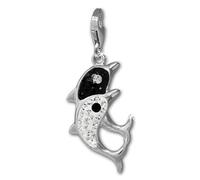 Silberdream Pendentif Femme En Argent 925 Avec Breloque Dauphin Blanche Et Zircone Gsc582w