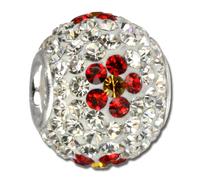 Silberdream Perle Blanche Rouge Fleur Zircone Argent 925 Femme Gsb301
