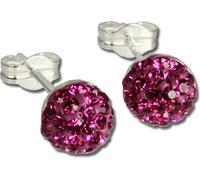 SilberDream pink Boucles d'oreilles demi-boule zirconium femme 925 argent GSO217P