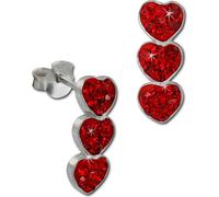 SilberDream rouge Boucles d'oreilles trois cœurs zirconium 925 argent GSO606R