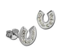 SilberDream scintillement bijoux - boucle d'oreilles fer à cheval blanc en argent 925 avec des tchèques cristaux Preciosa - GSO603W