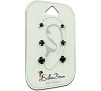 SilberDream Set de 3 bijoux boucles d'oreilles clous d'oreilles 925 argent noir femmes SDS812S