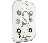 SilberDream Set de 3 boucles d'oreilles clous d'oreilles 925 argent zirconium dames SDS615FW