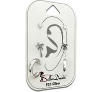 SilberDream Set de 3 boucles d'oreilles clous d'oreilles 925 argent zirconium dames SDS624WJ