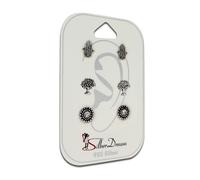 SilverDream Set de 3 bijoux Boucles d'oreilles Boucles d'oreilles en argent 925 Talisman blanc SDS805