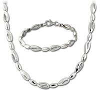 SilberDream Zirconia Set Collier et bracelet 925 Argent Goutte Femme SDS476W