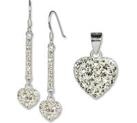 SilberDream Zirconia Set Pendentif Boucles d'oreilles Argent Cuir blanc Femme GSS041
