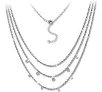SilberDream Zirkonia Collier 925 Argent 47cm 3 couches Bijoux Femme D2GSK414W