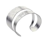SILBERMOOS Bracelet Manchette Dames extravaguant Bracelet Jonc structuré en ouverture diagonale Evidemment massif brillant Argent Sterling 925