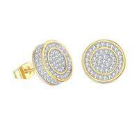 Silberne Ohrclips Für Damen Screw Back Earrings Golden Plated 5A+ Cubic Zircone Cluster Round Screw On Stud Afrikanische Ohrringe Für Aus Holz, Einheitsgröße, Métal, Pas de gemme