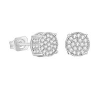 Silberne Ohrclips Für Damen Screw Back Earrings Golden Plated 5A+ Cubic Zircone Cluster Round Screw On Stud Afrikanische Ohrringe Für Aus Holz, Einheitsgröße, Métal, Pas de gemme