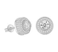 Silberne Ohrclips Für Damen Screw Back Earrings Golden Plated 5A+ Cubic Zircone Cluster Round Screw On Stud Afrikanische Ohrringe Für Aus Holz, Einheitsgröße, Métal, Pas de gemme