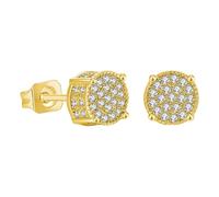 Silberne Ohrclips Für Damen Screw Back Earrings Golden Plated 5A+ Cubic Zircone Cluster Round Screw On Stud Afrikanische Ohrringe Für Aus Holz, Einheitsgröße, Métal, Pas de gemme