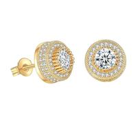 Silberne Ohrclips Für Damen Screw Back Earrings Golden Plated 5A+ Cubic Zircone Cluster Round Screw On Stud Afrikanische Ohrringe Für Aus Holz, Einheitsgröße, Métal, Pas de gemme