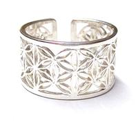 Silberschmuck - BG Bague ouverte en argent sterling avec motif fleur de vie, taille 62-19,7, unisexe, boîte cadeau incluse
