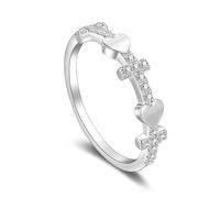 SILBERTALE Bague de pouce en argent sterling 925 en forme de croix pour homme et femme avec oxyde de zirconium blanc, Argent sterling