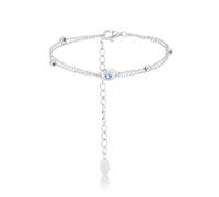 SILBERTALE Bracelet en argent sterling 925 avec croix/œil du diable/cœur infini - Design double chaîne réglable pour femme, hypoallergénique et léger, bijou délicat pour la Saint-Valentin et Noël
