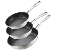 SILBERTHAL Batterie de Cuisine Inox 3 Pièces - poêles anti adhesive - 20, 24 et 28 cm - Compatible avec l'induction - Passe au four jusqu'à 250 °C et passe au lave-vaisselle