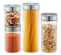 SILBERTHAL Bocaux en Verre Avec Couvercle en Inox - Hermétique - avec Étiquettes - Récipient Vrac Et Zéro Déchet - Pâtes, Cereales, Riz, Farine
