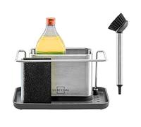 SILBERTHAL Egouttoir pour éponges en INOX avec Brosse de Nettoyage - Range Eponge Cuisine evier - Organisateur d'Evier de Cuisine avec Barre, de l'éponge et du Produit Vaisselle