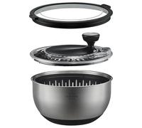 SILBERTHAL Essoreuse à salade en acier inoxydable avec couvercle 4,5 l - fond antidérapant - avec manivelle et bouton d'arrêt - Sans BPA et lavable au lave-vaisselle