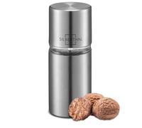 SILBERTHAL Moulin à Muscade Manuel en Acier Inoxydable avec Socle - Râpe à Muscade avec Réservoir pour 4 Noix - Meulage Fin, Rapide et Sécurisé - Arômes Naturels Préservés