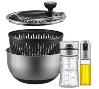 SILBERTHAL Set à salade avec shaker à vinaigrette 300 ml, essoreuse à salade en acier inoxydable 4,5 L et vaporisateur d'huile en verre 120 ml