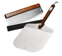 SILBERTHAL Set Pelle à pizza 30cm 2pcs - Avec coupe-pizza professionnel - Set d'accessoires en acier inoxydable avec bois d'acacia - Idéal pour pizzas, pains et gâteaux dans le four à domicile