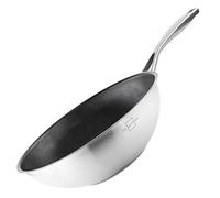 SILBERTHAL Wok Induction Inox 28cm - Revêtement antiadhésif -Bord haute - tous Feux Et Four - Cuisson Rapide Et Saine- Sans PFOA et PFOS