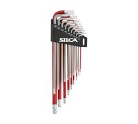 SILCA HX-TWO Ensemble hexagonal et Torx métriques robustes|Torx 7 - T30 - Hex 1,5 - H10 |Couleur Revêtement en poudre Texture rouge et grise Poignée antidérapante | Clé Allen en acier à outils suisse.