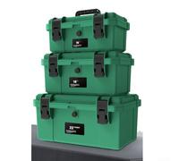 Sileduove Boîte à outils double couche robuste et étanche avec charnières en acier ABS renforcé pour réparation électricien et rangement industriel Vert 45,7 cm