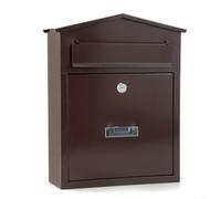 Sileduove Boîte aux lettres murale sécurisée avec serrure à clé pour une utilisation en extérieur en acier robuste pour protéger les lettres et documents par tous les temps (marron foncé)