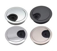Sileduove Cache-trou de câble, passe-câbles rond, gestion des fils, design nervuré antidérapant avec base amovible, tailles de 50 mm, 60 mm, 80 mm, alliage de zinc (noir, 50 mm)