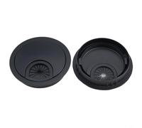 Sileduove Cache-trou de câble, passe-câbles rond, gestion des fils, design nervuré antidérapant avec base amovible, tailles de 50 mm, 60 mm, 80 mm, alliage de zinc (noir, 60 mm)
