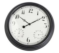 Sileduove Horloge de jardin silencieuse adaptée pour terrasse, extérieur, jardin, horloge murale étanche avec thermomètre intégré