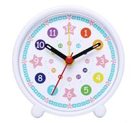Sileduove Horloge murale éducative silencieuse et colorée pour enfants de 4 à 8 ans, avec 24 heures, format 24 heures, quartz sans tic-tac, pour salle de t chambre à coucher 3,5 (blanc pour