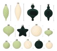 Sileduove Lot de 12 boules de Noël modernes en velours avec des formes uniques de cygne pour accrocher un arbre et une fenêtre, pour une décoration de vacances élégante (vert poire)