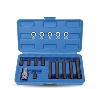 Sileduove Lot de 15 douilles en alliage d'acier 1/2", avec six pans et embouts Torx 12 pans 30 mm 75 mm, pour adaptateur d'impact, pour outils de réparation automobile Assortiment de 15 pièces (type M