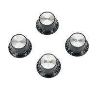 Sileduove Lot de 2 boutons de contrôle de guitare - 2 tons - Argenté - Pour Gibson Les pour SG - Compatible avec les pots de 6 mm - En aluminium acrylique noir transparent