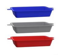Sileduove Lot de 3 bacs d'égouttement réutilisables en silicone pour barbecue Weber - Passe au lave-vaisselle - 22 x 15 x 4 cm - Bleu, rouge, gris