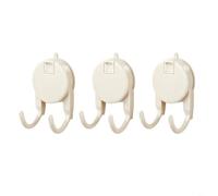 Sileduove Lot de 3 crochets à ventouse sans perçage pour salle de bain et douche avec double crochet sur verre lisse pour surfaces carrelées Beige