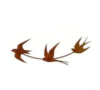 Sileduove Lot de 3 statues d'oiseaux en fer vieilli pour extérieur, jardin, clôture, terrasse, cour, art, décoration d'intérieur de campagne (taille S)