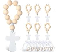 Sileduove Lot de 6 chapelets de baptême en bois faits à la main - 12 pièces, 18 pièces (12 pièces), L5eqAq0IpIKKslLmjPYC