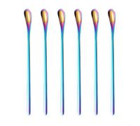 Sileduove Lot de 6 cuillères à mélanger en acier inoxydable, pour la fabrication de savons, de bougies, de savon, de bougies, avec prise en main confortable et design facile à nettoyer (colorées)