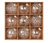 Sileduove Lot de 9 boules de Noël transparentes en PET avec boucles faciles à suspendre, décorations pour décoration de vacances dans divers espaces intérieurs (beige)