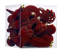 Sileduove Lot de boules de Noël floquées avec 28 décorations en polystyrène, y compris les boucles de suspension pour un placement facile sur les arbres et les configurations de vacances (marron foncé