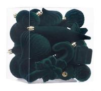 Sileduove Lot de boules de Noël floquées avec 28 décorations en polystyrène, y compris les boucles de suspension pour un placement facile sur les arbres et les configurations de vacances (vert foncé)