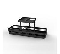 Sileduove Support de brosse à dents en acier au carbone, avec plateau de drainage en métal, support de rangement de salle de bain, pour brosses électriques et base récupérateur de gouttes à colle